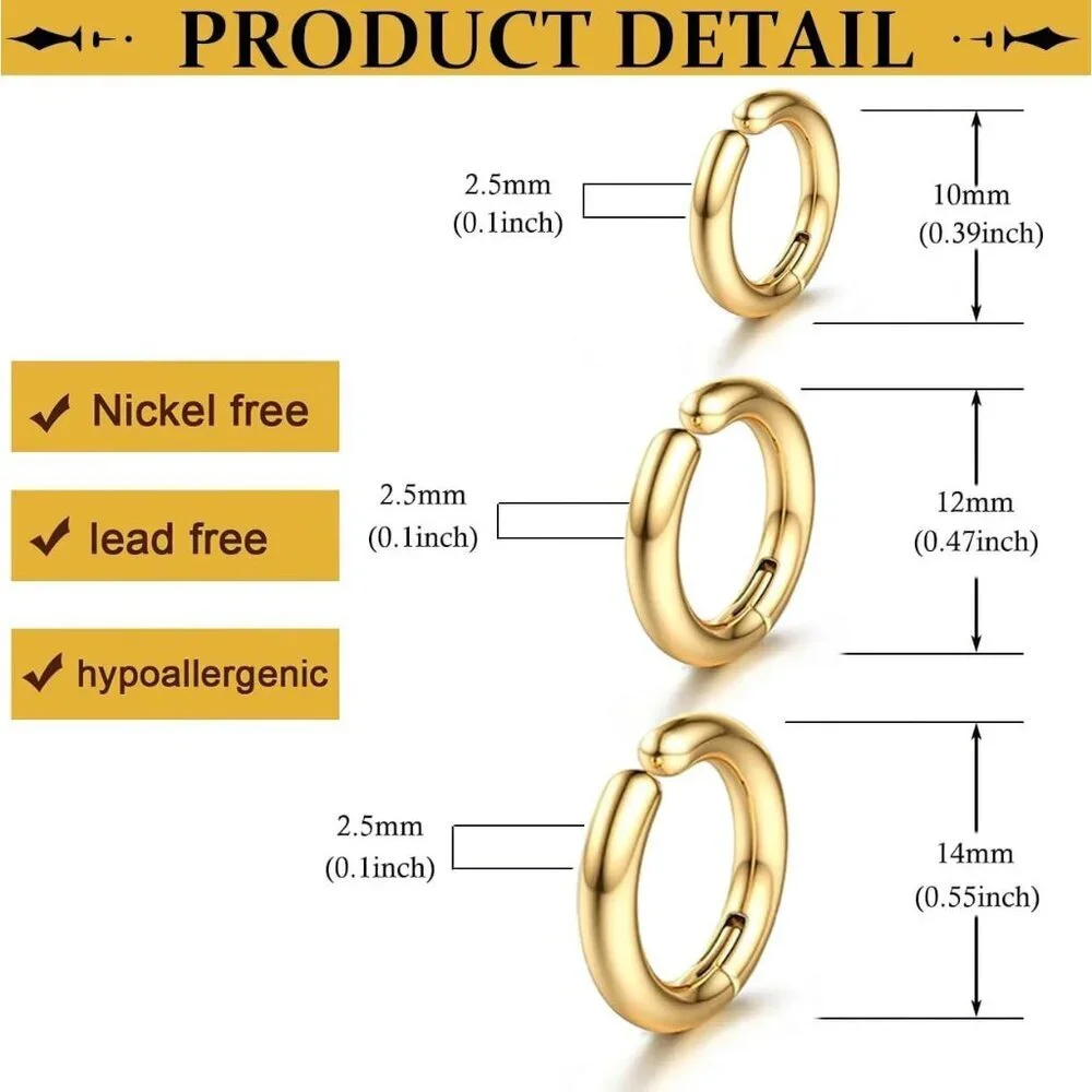 Chic Polished Clip-On Huggie Earrings for Women and Men - Allergy Friendly